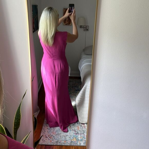 Dress the Population Monroe Dress Womens Size XL Fuchsia Pink Maxi Slit Gown - Picture 4 of 8